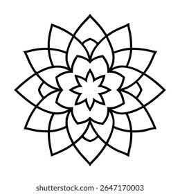 Explore um design de mandala profissional lindamente trabalhado com um layout simétrico e detalhes intrincados, perfeito para uso em projetos digitais e de impressão.