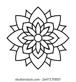 Explore um design de mandala profissional lindamente trabalhado com um layout simétrico e detalhes intrincados, perfeito para uso em projetos digitais e de impressão.