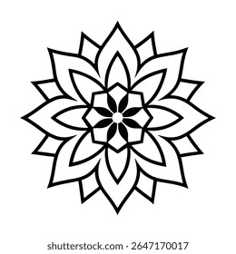 Explore um design de mandala profissional lindamente trabalhado com um layout simétrico e detalhes intrincados, perfeito para uso em projetos digitais e de impressão.