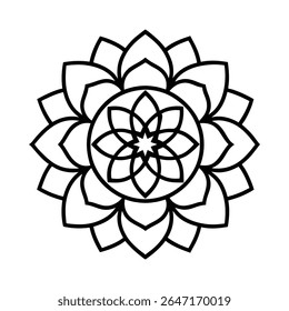 Explore um design de mandala profissional lindamente trabalhado com um layout simétrico e detalhes intrincados, perfeito para uso em projetos digitais e de impressão.