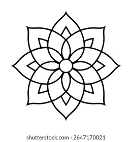 Explore um design de mandala profissional lindamente trabalhado com um layout simétrico e detalhes intrincados, perfeito para uso em projetos digitais e de impressão.