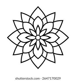 Explore um design de mandala profissional lindamente trabalhado com um layout simétrico e detalhes intrincados, perfeito para uso em projetos digitais e de impressão.