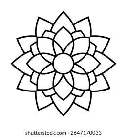 Explore um design de mandala profissional lindamente trabalhado com um layout simétrico e detalhes intrincados, perfeito para uso em projetos digitais e de impressão.