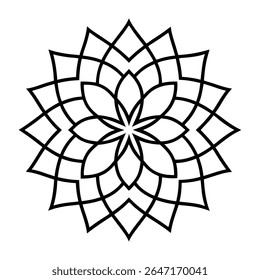 Explore um design de mandala profissional lindamente trabalhado com um layout simétrico e detalhes intrincados, perfeito para uso em projetos digitais e de impressão.