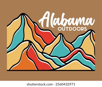 Explore the beauty of Alabama's landscapes with this abstract mountain design. Perfect for outdoor enthusiasts, home decor, and art that captures the spirit of adventure!