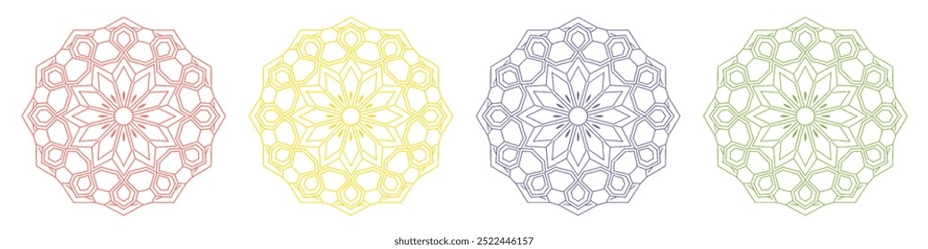 Explore a beleza da arte vetorial em Mandala Geométrica - Simetria intrincada e Precisão Impressionante