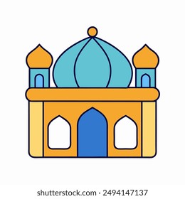 Explore the beauty of Islamic architecture with our "Islamic Vector Graphics Mosque Vector Illustration." This detailed vector art features an elegant depiction of a mosque, showcasing its distinctive