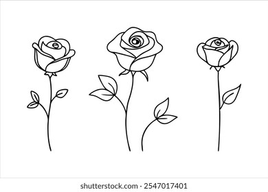 Explore the beauty of simplicity with this rose flower continuous line drawing collection. Perfect for modern designs, wedding decor, floral patterns, and digital artwork.