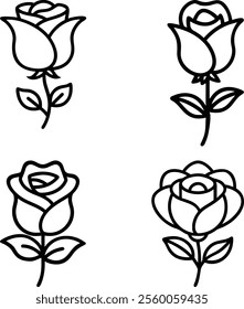Explore the beauty of simplicity with this rose flower icon continuous line drawing collection. Perfect for modern designs, wedding decor, floral patterns, and artwork.