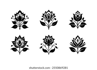 Explore black and white floral vector illustrations featuring elegant botanical designs. these high-quality graphics are ideal for invitations, posters, logos, patterns, and creative art projects.