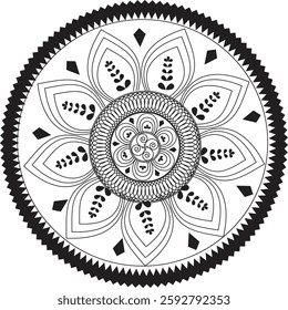 Explore the calming art of coloring with this intricate mandala design. Perfect for relaxation and creativity, this detailed illustration offers endless opportunities to unwind and express your artist