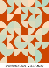 Explore a captivating geometric pattern inspired by Bauhaus style, featuring soft colors and dynamic shapes. Ideal for modern design projects.