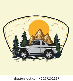 Explore the charm of adventure with this vintage outdoor vehicle design! Perfect for enthusiasts of classic cars, camping, and outdoor exploration, evoking nostalgia and wanderlust.