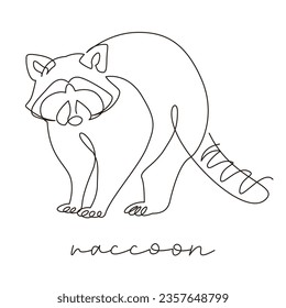 Explore the charm of the raccoon through minimalist lines. This artwork captures the essence of this clever and curious creature, known for its distinctive mask and ringed tail. 