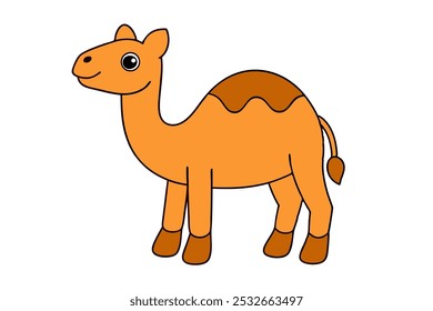 Explore charming camel cartoon style vector art illustration perfect for children's projects, educational materials, and fun creative designs.