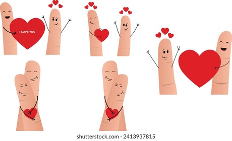 Explore charming Valentine's Day finger couple vector icons, perfect for your creative projects. Express love with adorable designs in this exclusive set.