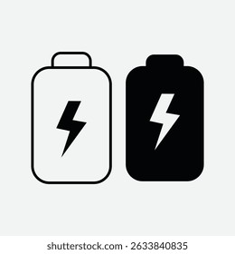 Explore a clean digital illustration featuring black and white charging icons arranged in a 2x4 grid. Includes minimalistic representations of smartphones, battery packs, and charging cables, each mar
