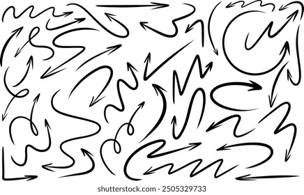 Explore a collection of abstract, hand-drawn arrows featuring unique, creative designs and dynamic lines, perfect for various projects