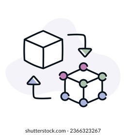 Erkunden Sie das Konzept der digitalen Zwillinge mit diesem symbolischen Symbol. Dieses Symbol repräsentiert virtuelle Replikationen physischer Objekte oder Systeme und verkörpert Echtzeitsimulation und -analyse.