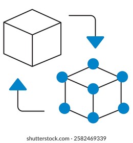 Explore the concept of digital twins with this symbolic icon. Representing virtual replicas of physical objects or systems, this icon embodies real-time simulation and analysis, vector