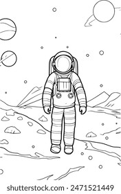 Entdeck den Kosmos mit unserem Astronauten-Malbuch! Perfekt für Kinder und Weltraum-Enthusiasten, mit detaillierten Illustrationen von Astronauten, Raketen, Planeten und Galaxien. 