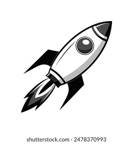 Explore the cosmos with this captivating vector art illustration of a rocket, perfect for anyone fascinated by space exploration. This sleek and detailed design is ideal for decorating your space them