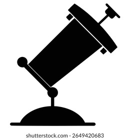 Explore the cosmos with this isolated telescope vector, featuring a classic astronomical tool rendered in bold black, perfect for science and space related projects.