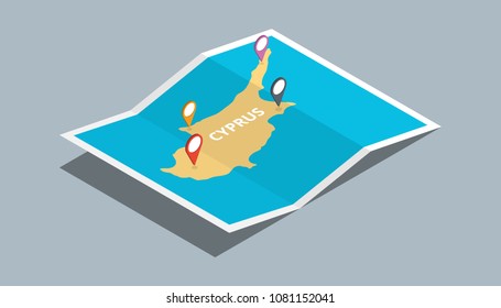 explore cyprus maps with isometric style and pin location tag on top