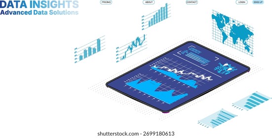Explore data insights with a tablet showcasing graphs and charts for advanced data solutions