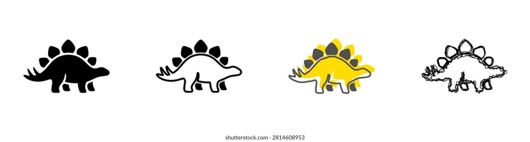 Explore different artistic interpretations of the Stegosaurus in silhouette form