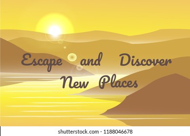Explore and discover new places vector poster. Quotes design banner.