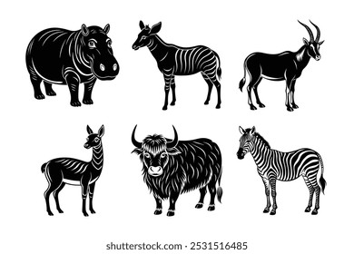"Explore a diverse collection of animal vector icons, including line art, silhouettes, logos, and clipart. Perfect for designers looking for high-quality vector illustrations to enhance their creative