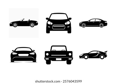 Explore a diverse collection of car icons featuring classic, modern, and vintage styles. These car vector graphics are perfect for automotive designs and creative projects.