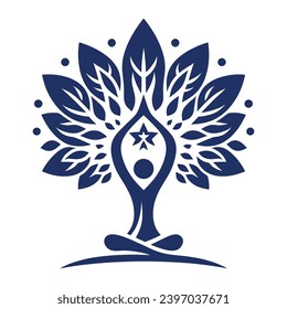 Explore a diverse range of meditation poses, featuring women in a tree pose. Discover a collection of individuals meditating in various positions, intertwined with the symbol of the tree of life. 