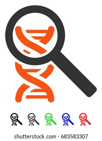 Explore DNA flat vector pictogram with colored versions. Color explore dna icon variants with black, gray, green, blue, red.