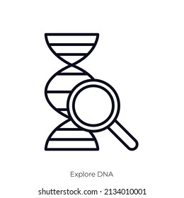 Explore DNA icon. Outline style icon design isolated on white background