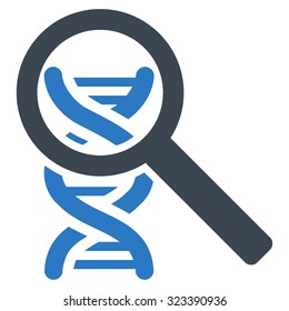Explore Dna vector icon. Style is bicolor flat symbol, smooth blue colors, rounded angles, white background.