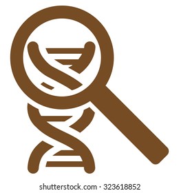 Explore Dna vector icon. Style is flat symbol, brown color, rounded angles, white background.