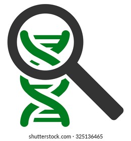 Explore Dna vector icon. Style is bicolor flat symbol, green and gray colors, rounded angles, white background.