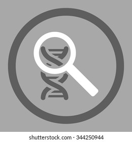 Explore DNA vector icon. Style is bicolor flat rounded symbol, dark gray and white colors, rounded angles, silver background.