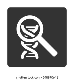 Explore Dna vector icon. Style is flat rounded square button, white and gray colors, white background.