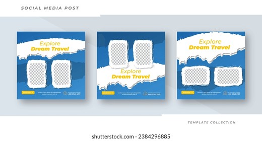 Explore dream Travel flyer or poster for traveling agency business offer promotion. Holiday and tour advertisement banner design. 