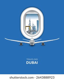 Explore dubai. travel and tours illustrations vector background. travel around the world.tourism poster road trip holiday vacation