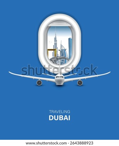 Explore dubai. travel and tours illustrations vector background. travel around the world.tourism poster road trip holiday vacation.World Tourism Day