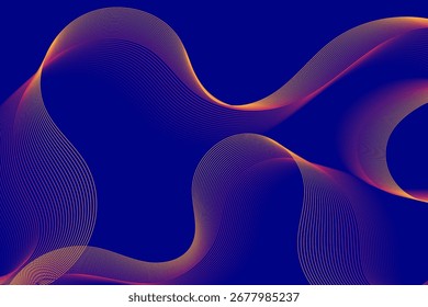 Explore um design abstrato dinâmico e colorido com ondas vibrantes cor de laranja e rosa contra um fundo azul profundo. Uma ótima escolha para imagens arrojadas e energéticas.