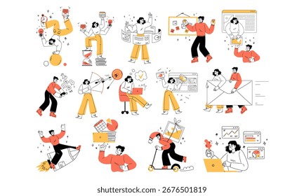 Ilustraciones dinámicas de fitness Explore que muestran oportunidades deportivas y de ejercicio