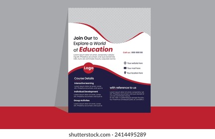 Explore Education Flyer Template And Blue or Red color combination.