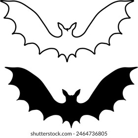 Explore the enchanting world of bats with these two captivating sets of images, black bat shapes and intricate bat line art