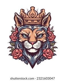 Explore the enchanting world of a cat's grace and beauty, accented with floral decorations in this vibrant vector clip art