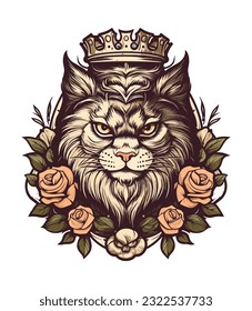 Explore the enchanting world of a cat's grace and beauty, accented with floral decorations in this vibrant vector clip art